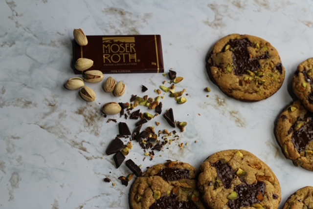 Dark chocolate pistachio cookies